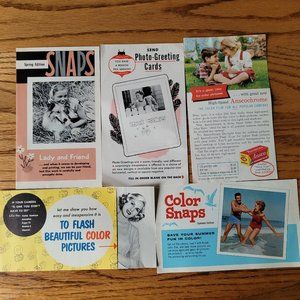 5 Vintage Analog Camera advertising inserts, Retro Ads for cameras & photography